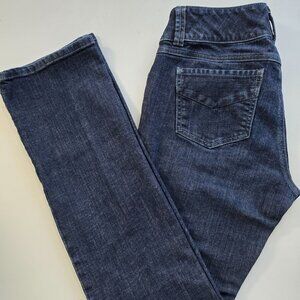 CAbi Straight-Leg Jeans in Dark Blue Denim